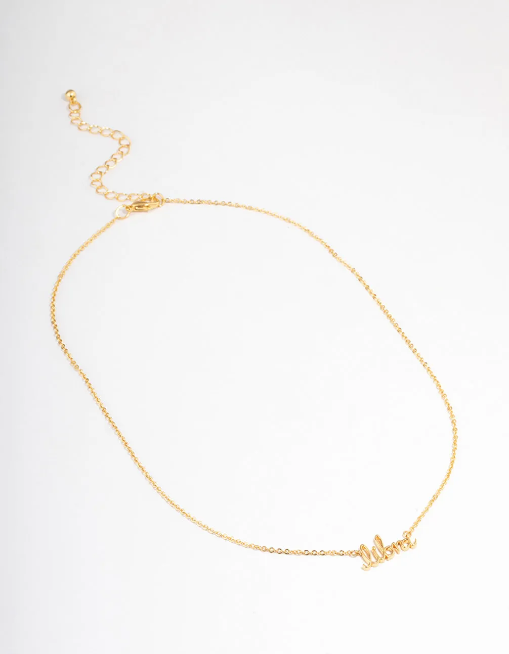 Gold Plated Libra Script Pendant Necklace