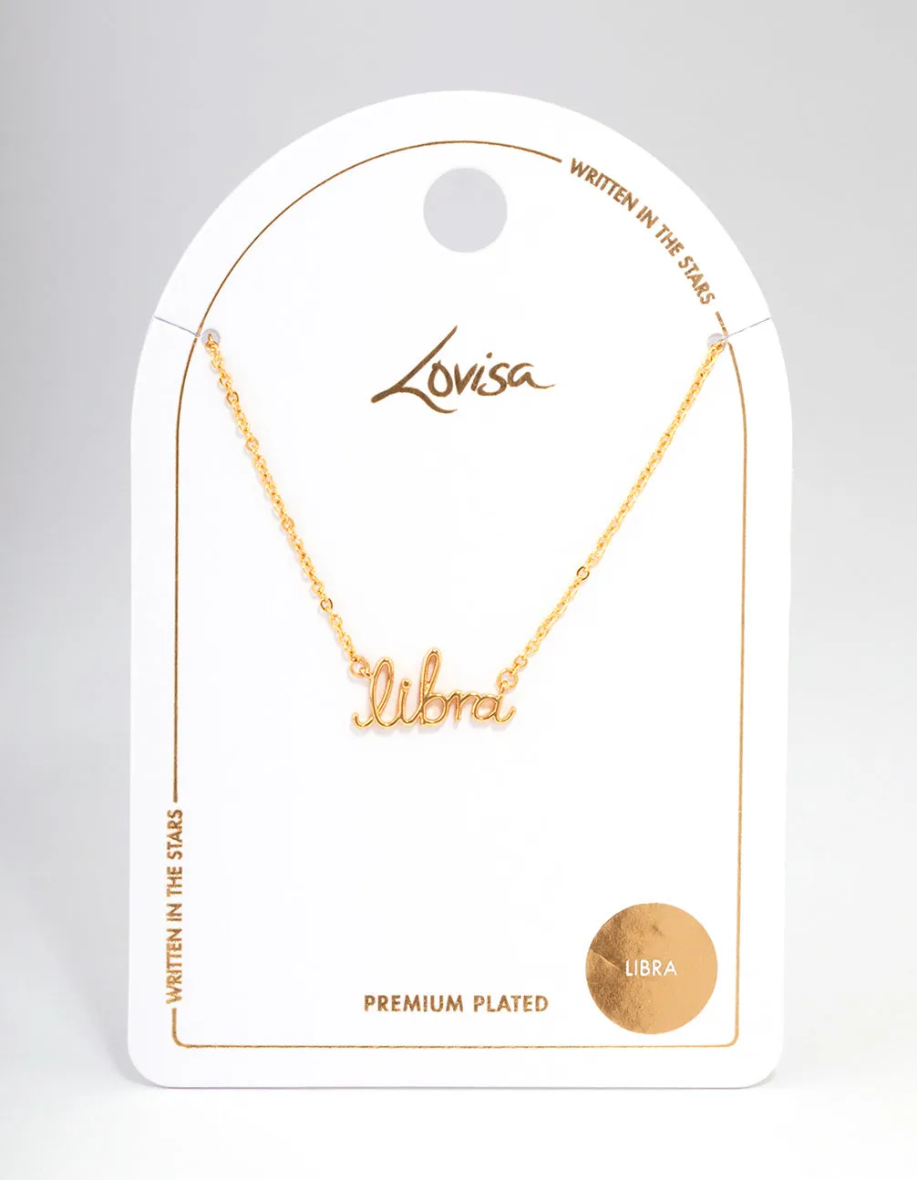 Gold Plated Libra Script Pendant Necklace