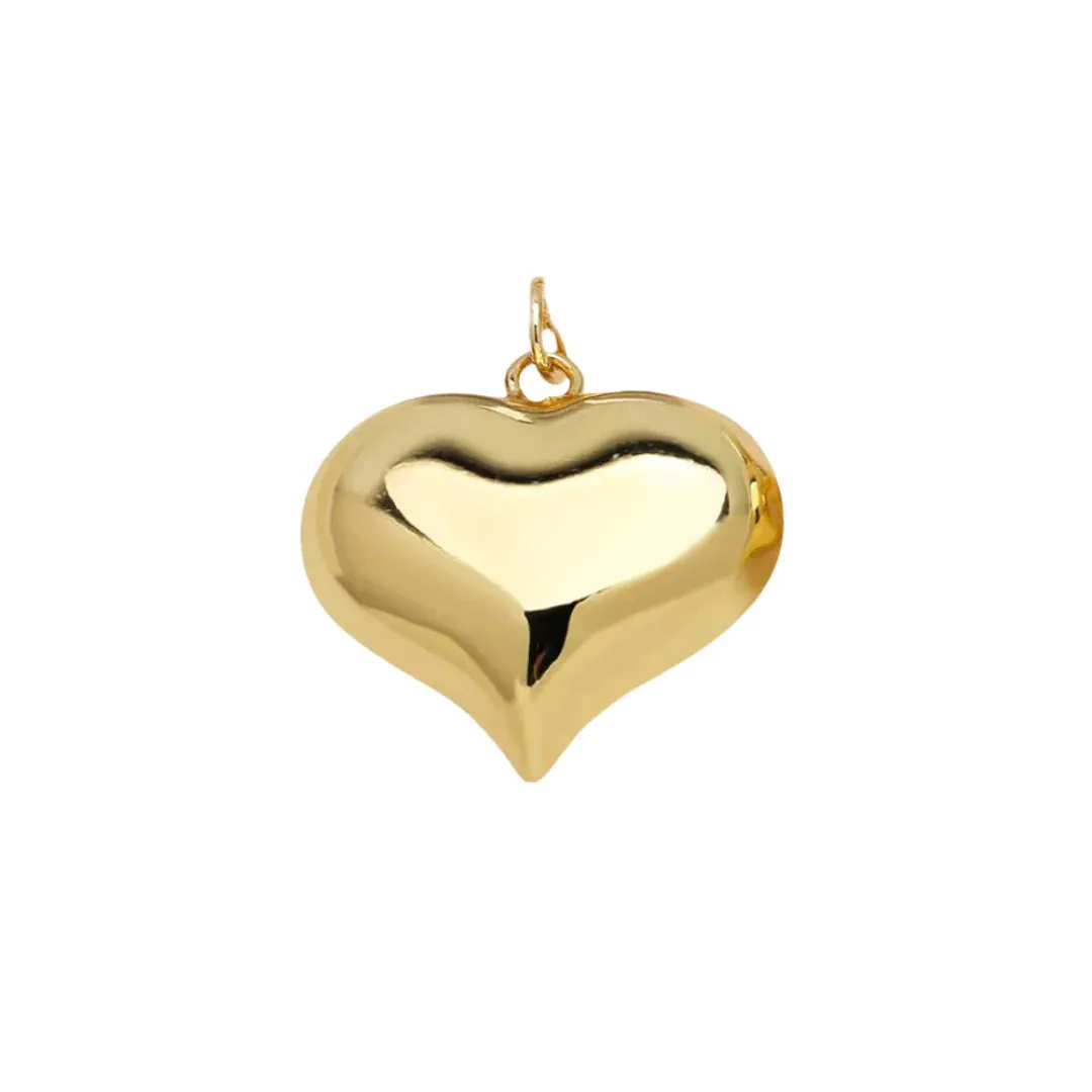 Gold Puffy Heart Charm