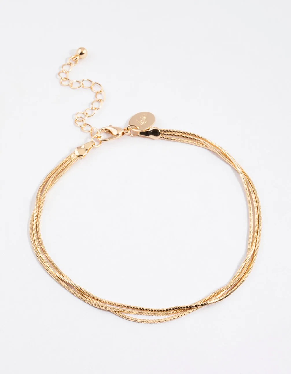 Gold Triple Row Snake Chain Anklet