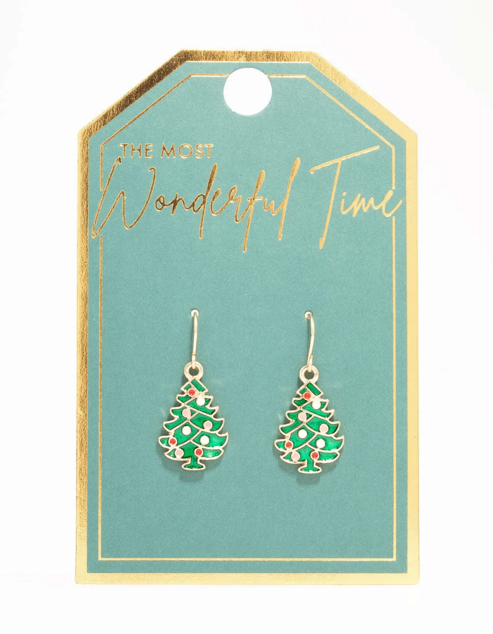 Green Enamel Tree Drop Earrings