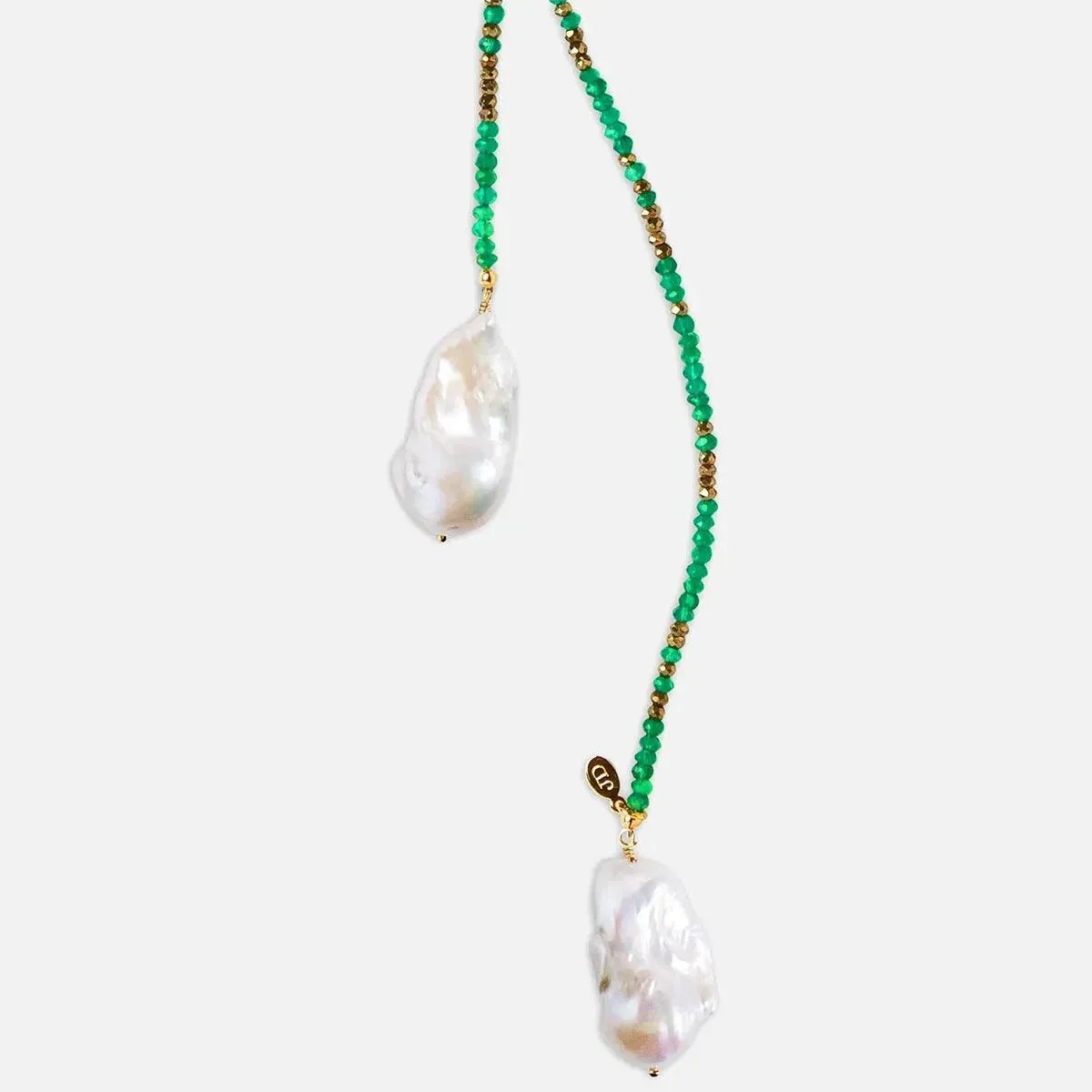 Green Onyx and Pyrite Ombre Classic Gemstone Lariat