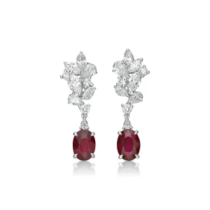 GRS Certified 5.96CT Burmese Ruby Earring