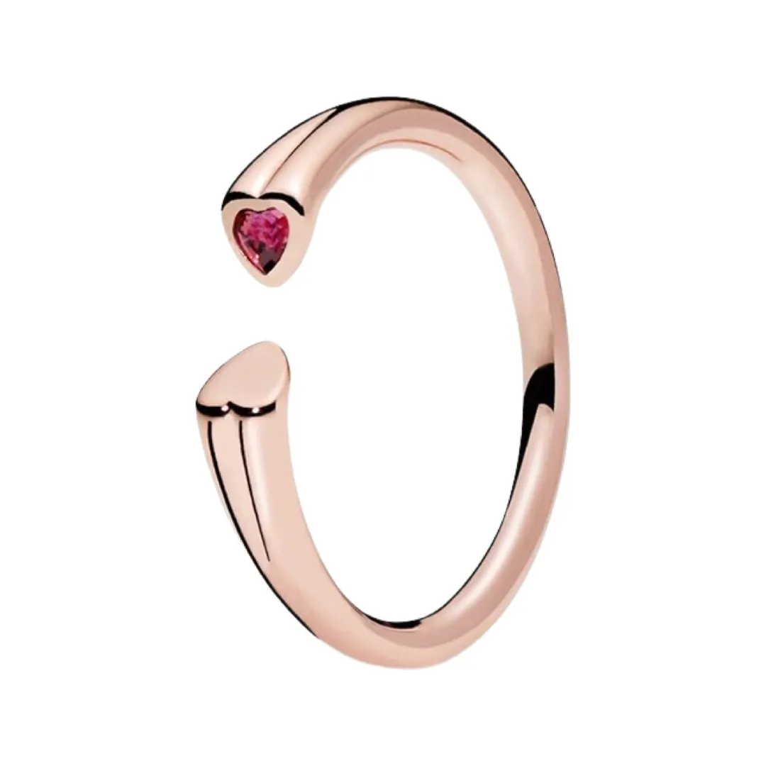 HALF OPEN PINK HEART RING