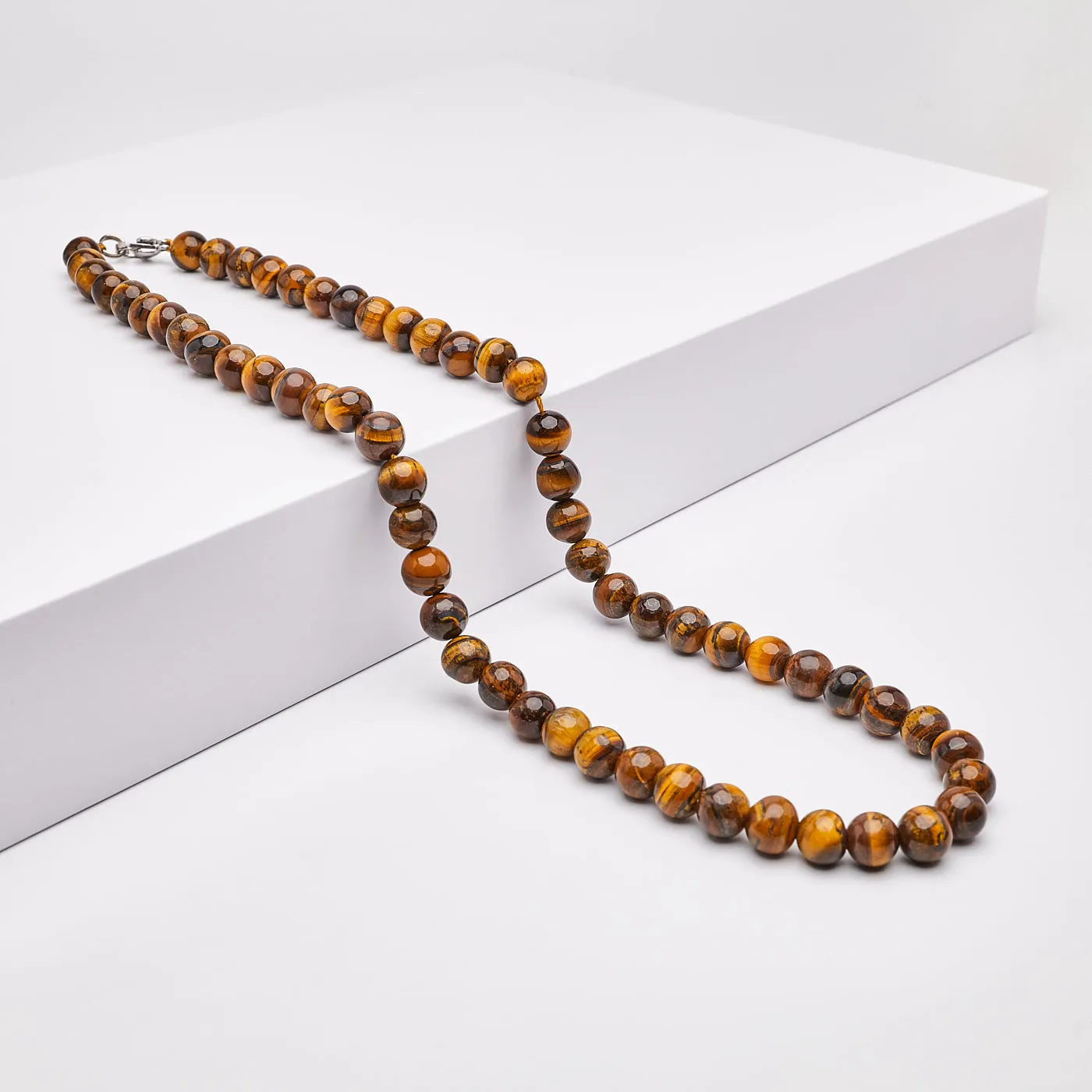 Handmade Men's Tiger's Eye Gemstone Beaded Necklace