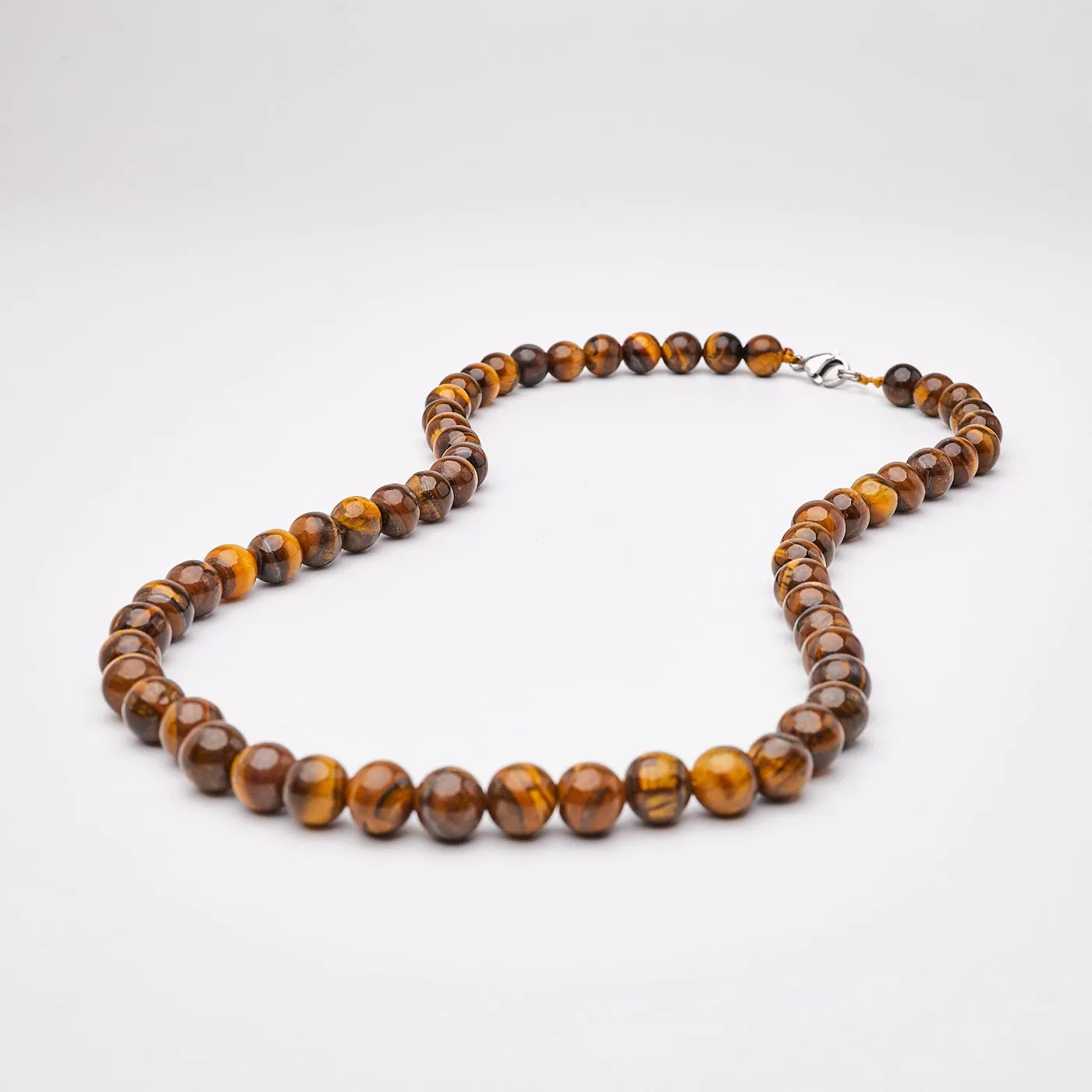 Handmade Men's Tiger's Eye Gemstone Beaded Necklace