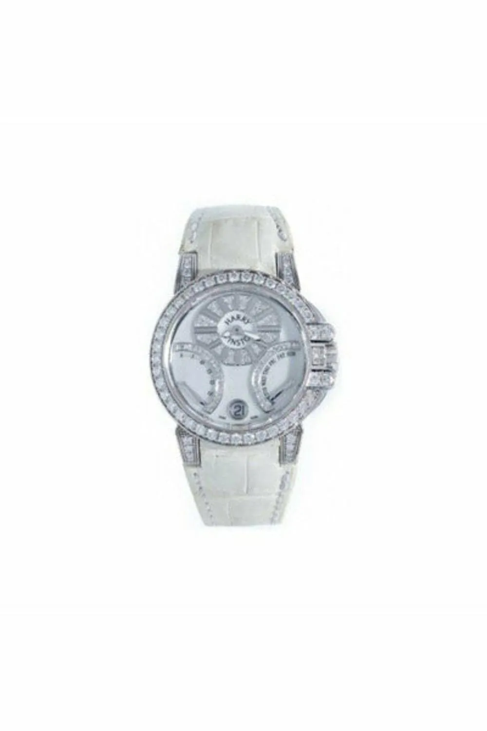 harry winston ocean biretrograde 36mm 18kt white gold white light mop ladies watch