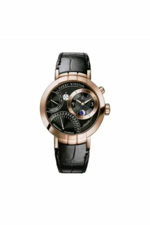 harry winston premier excenter perpetual calendar 41mm 18k rose gold men's watch