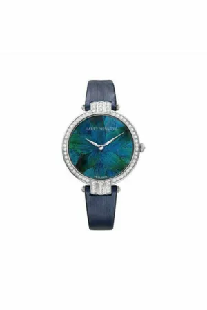 harry winston premier feathers 36mm 18kt white gold ladies watch