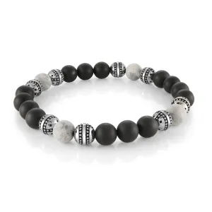 Italgem Men's Onyx and Grey Stone Bracelet