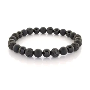 Italgem Men's Onyx and Lava Stone Bracelet