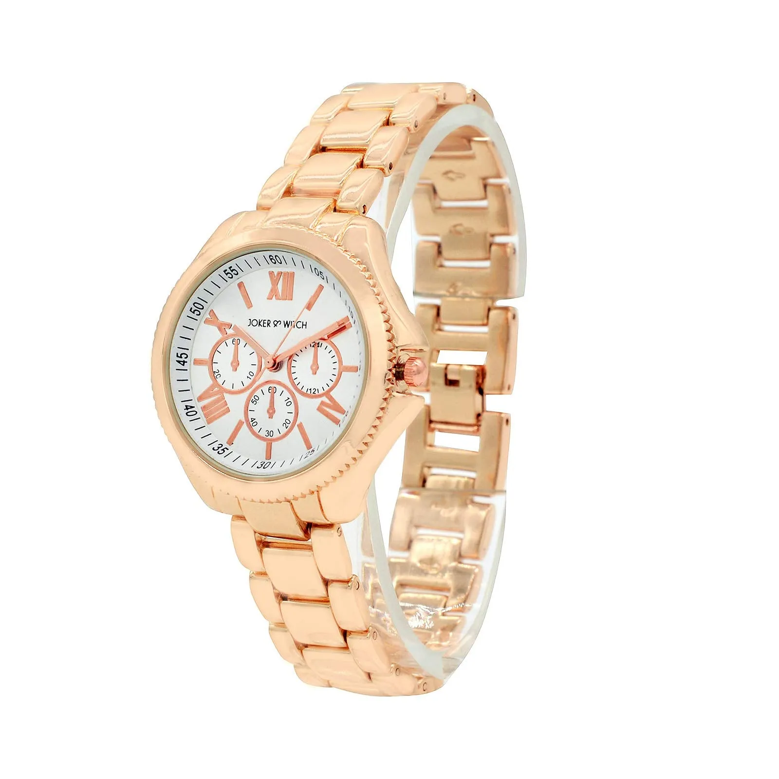 Joker & Witch Stainless Steel Analog Women Watch (White Dial Rose Gold Colored Strap), Rose Gold Band