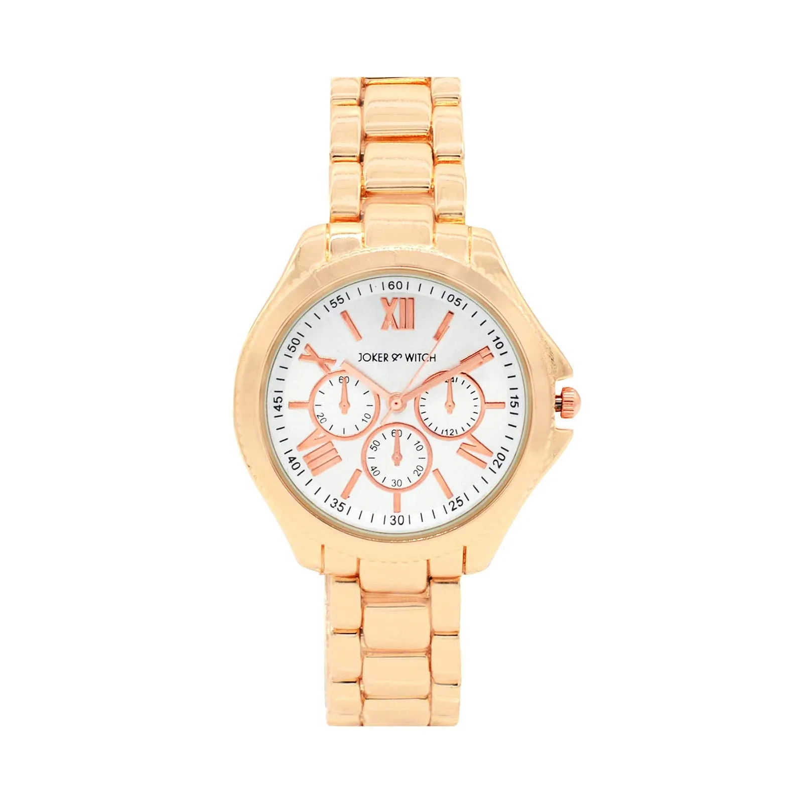 Joker & Witch Stainless Steel Analog Women Watch (White Dial Rose Gold Colored Strap), Rose Gold Band