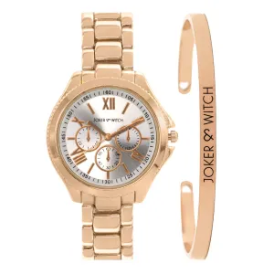 Joker & Witch Stainless Steel Analog Women Watch (White Dial Rose Gold Colored Strap), Rose Gold Band