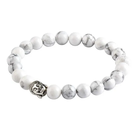 Kittenup Fashion Men's Bracelet Gold Color Silver Color Buddha skull Elastic Black  Beaded Tibet Charm Lucky bracelets for women