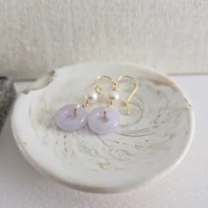 Lavender Jade Donut w/Freshwater Pearl Earrings  | 14k Gold-filled