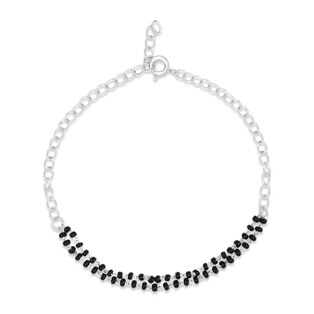 Layered Beads Rhodium Plated 925 Sterling Silver Bracelet