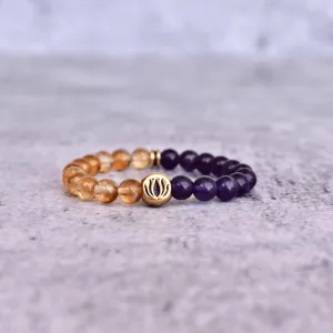 Lotus Bloom - Citrine and Amethyst Bracelets