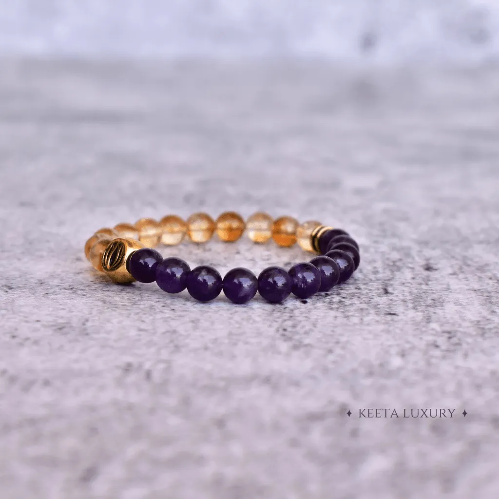 Lotus Bloom - Citrine and Amethyst Bracelets