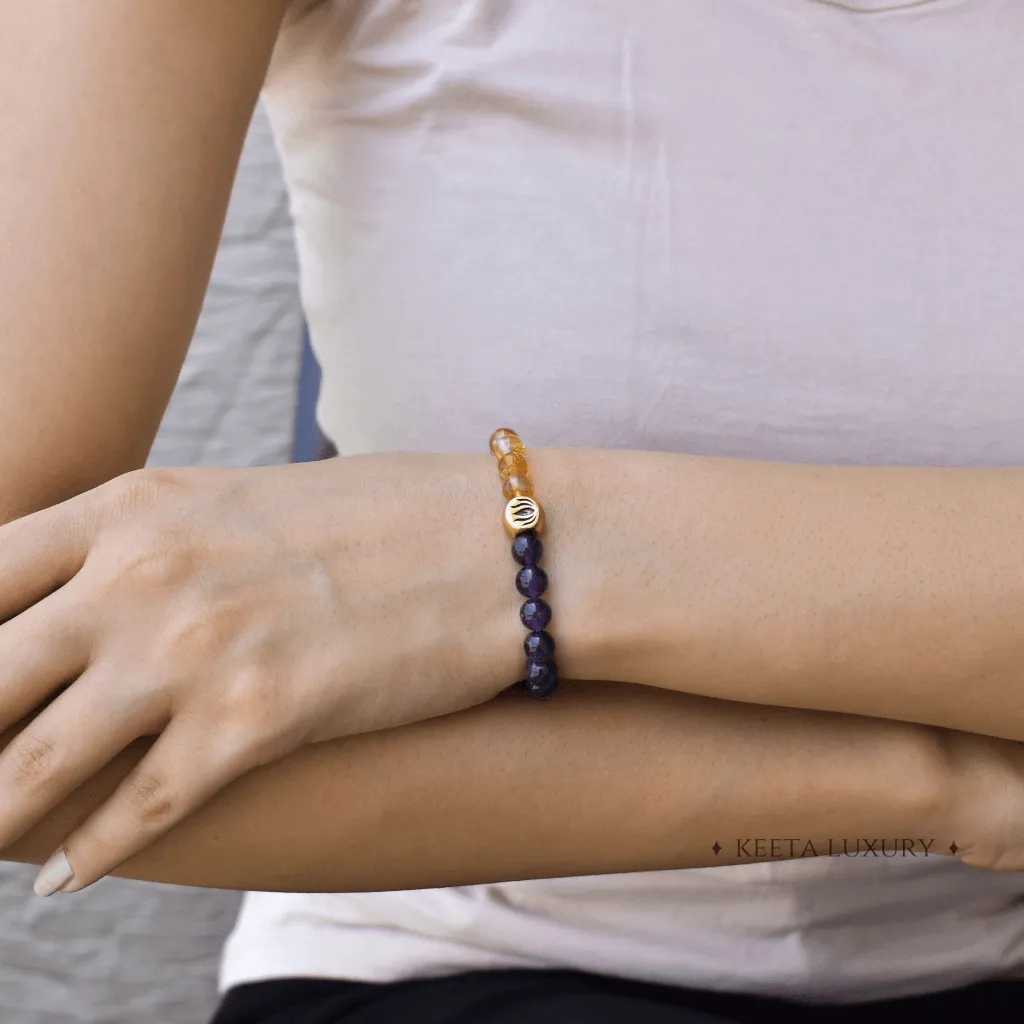 Lotus Bloom - Citrine and Amethyst Bracelets