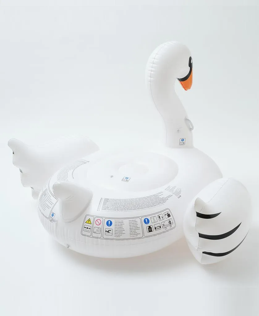 Luxe Ride-On Float Swan | White on White