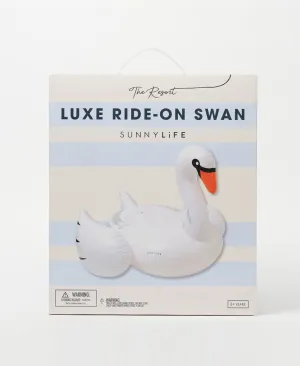 Luxe Ride-On Float Swan | White on White