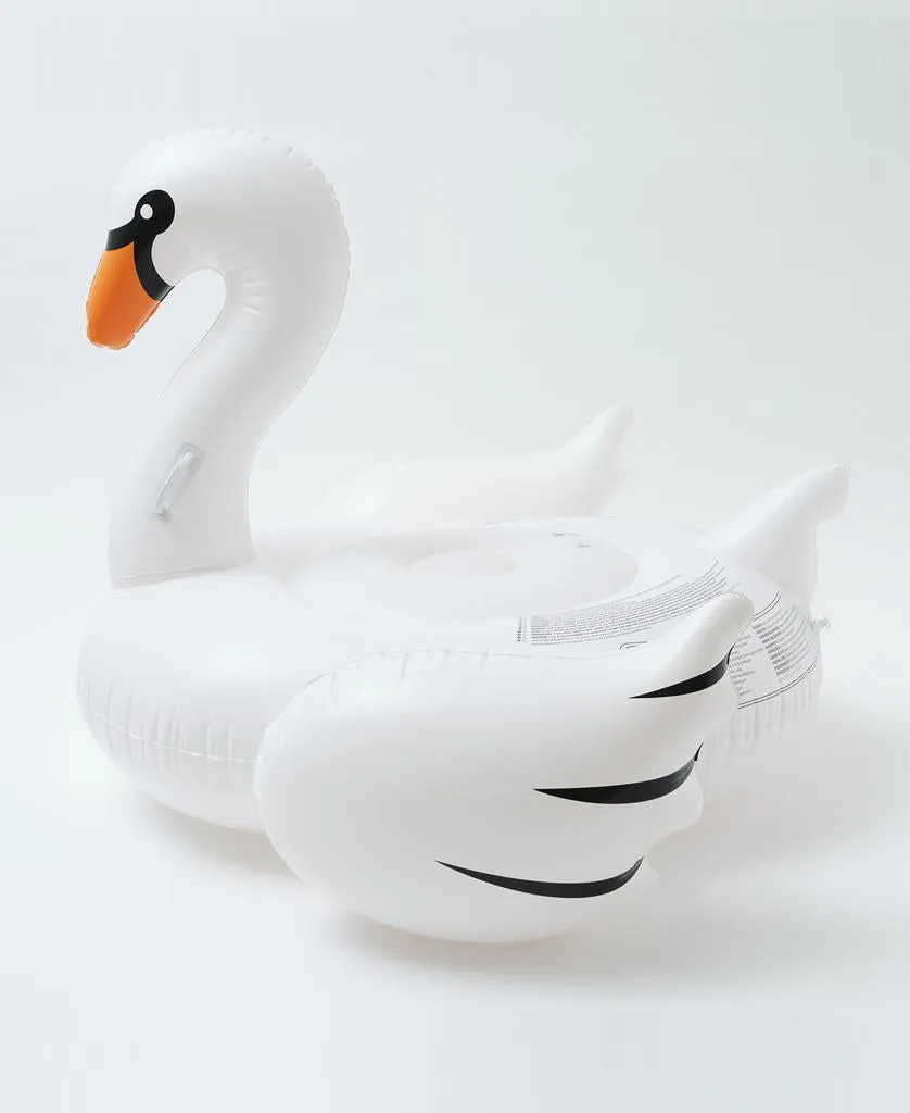 Luxe Ride-On Float Swan | White on White