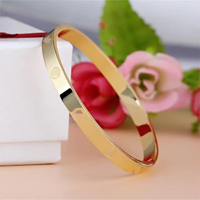 Luxury Brand Jewelry Silver/ Gold Plate with Unique Shaped Inlay Rhinestone Charm Bracelet Bangles for Women Party