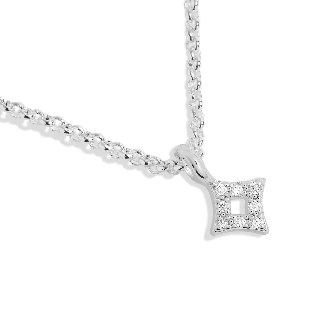 Mini Charms Pave Diamond Silver Plated Necklace 7633