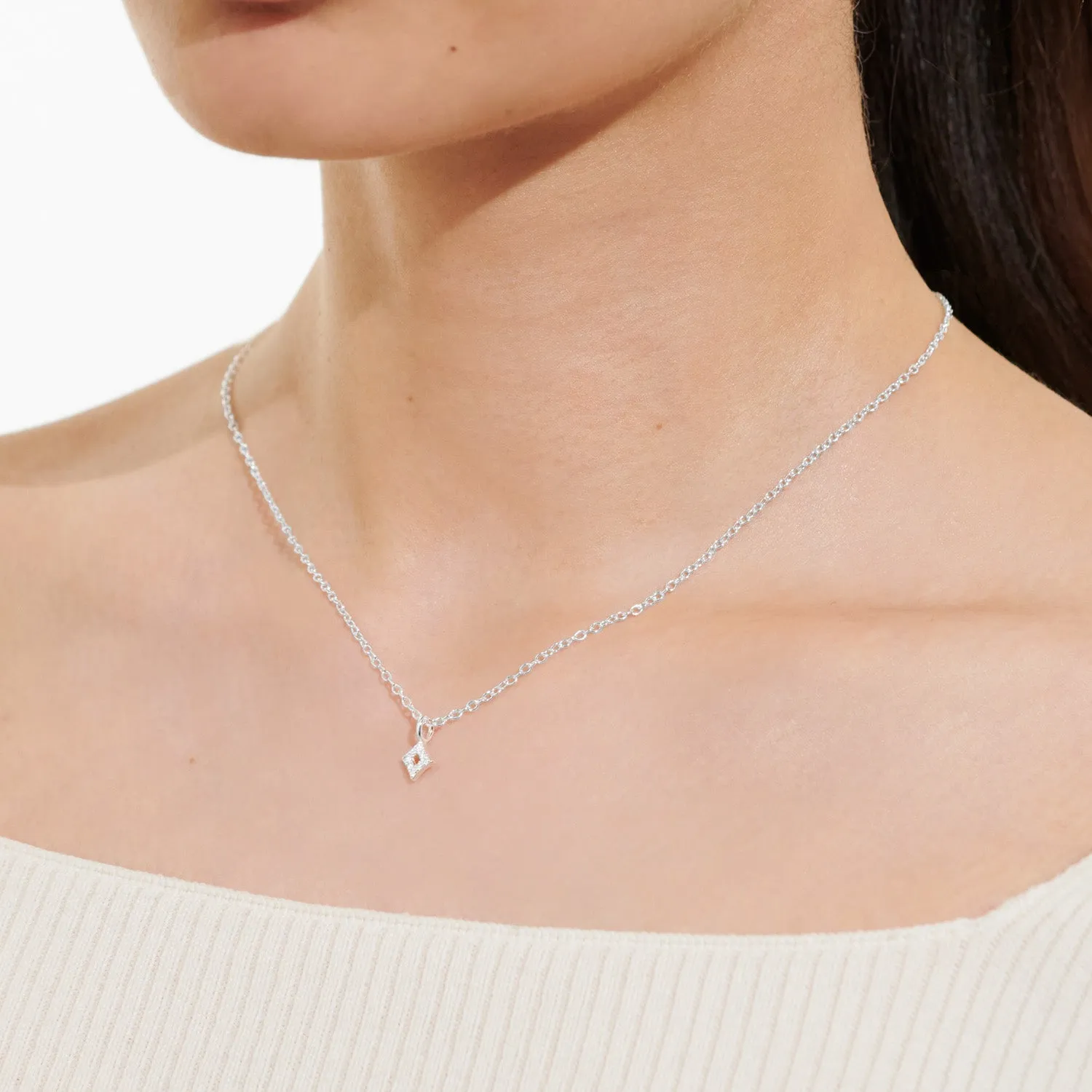 Mini Charms Pave Diamond Silver Plated Necklace 7633