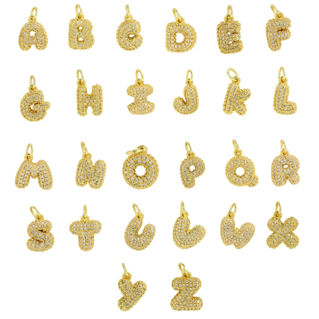 Mini CZ Initial Bubble Balloon Charms For Charm Necklaces