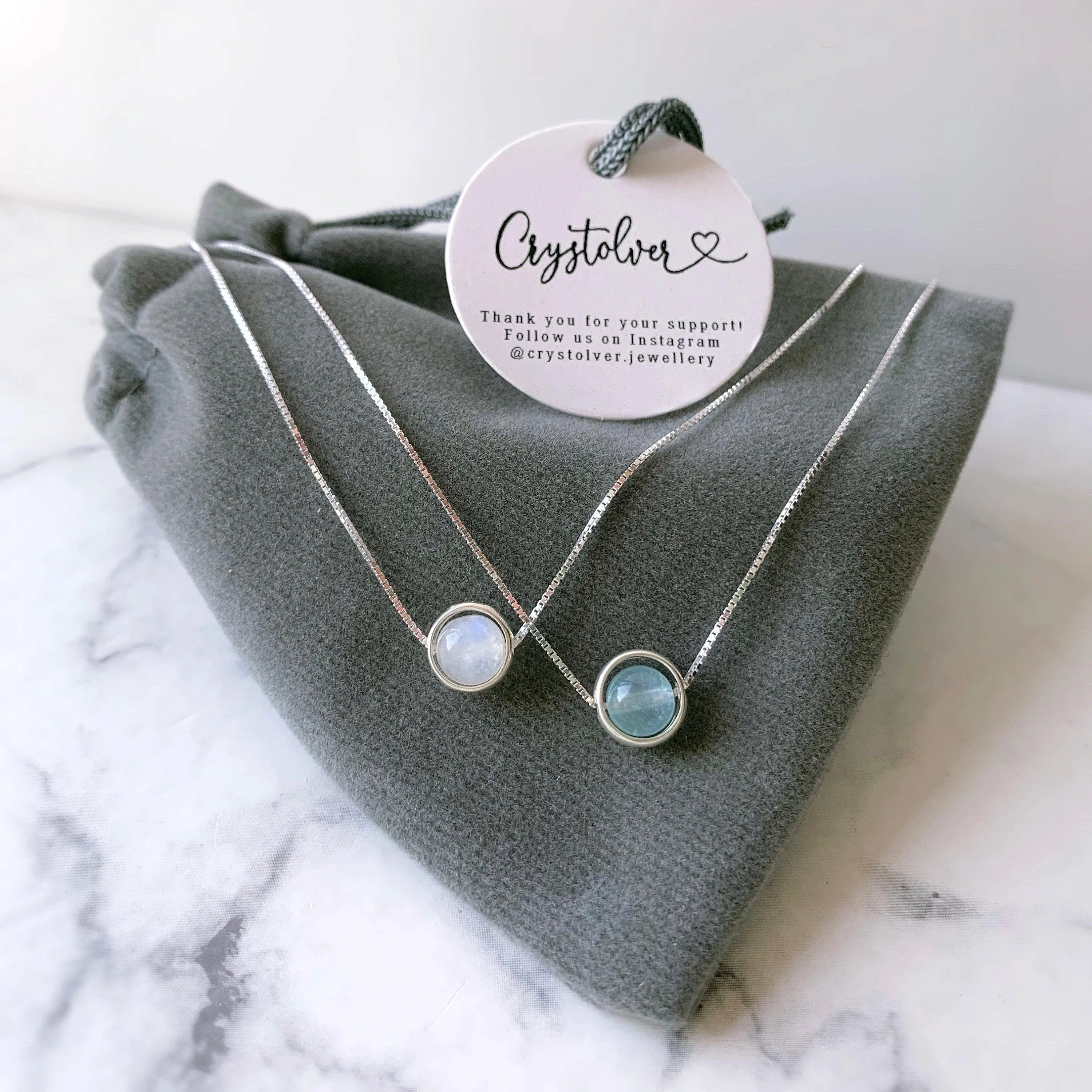 Minimalist Sterling Silver Gemstone Necklace