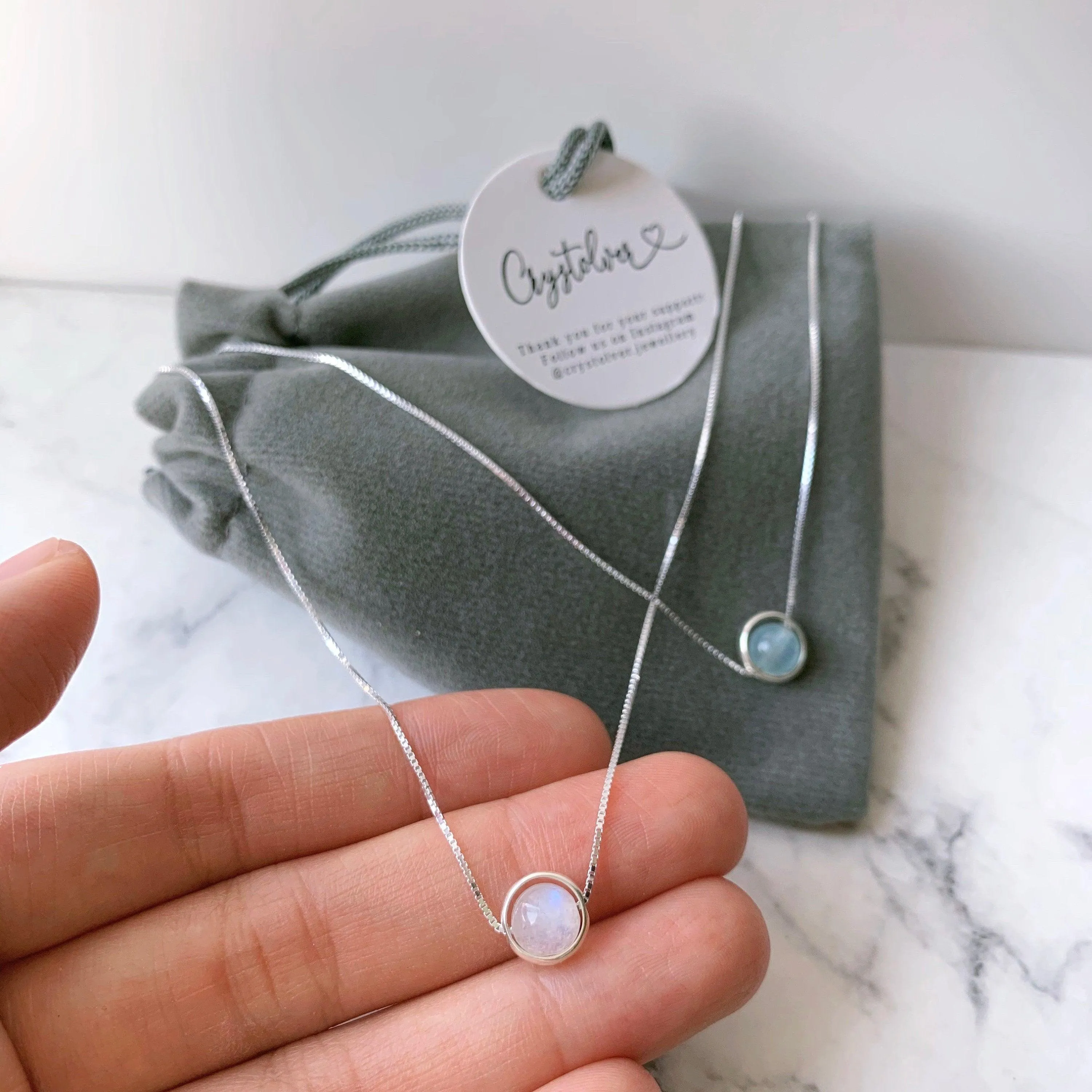 Minimalist Sterling Silver Gemstone Necklace