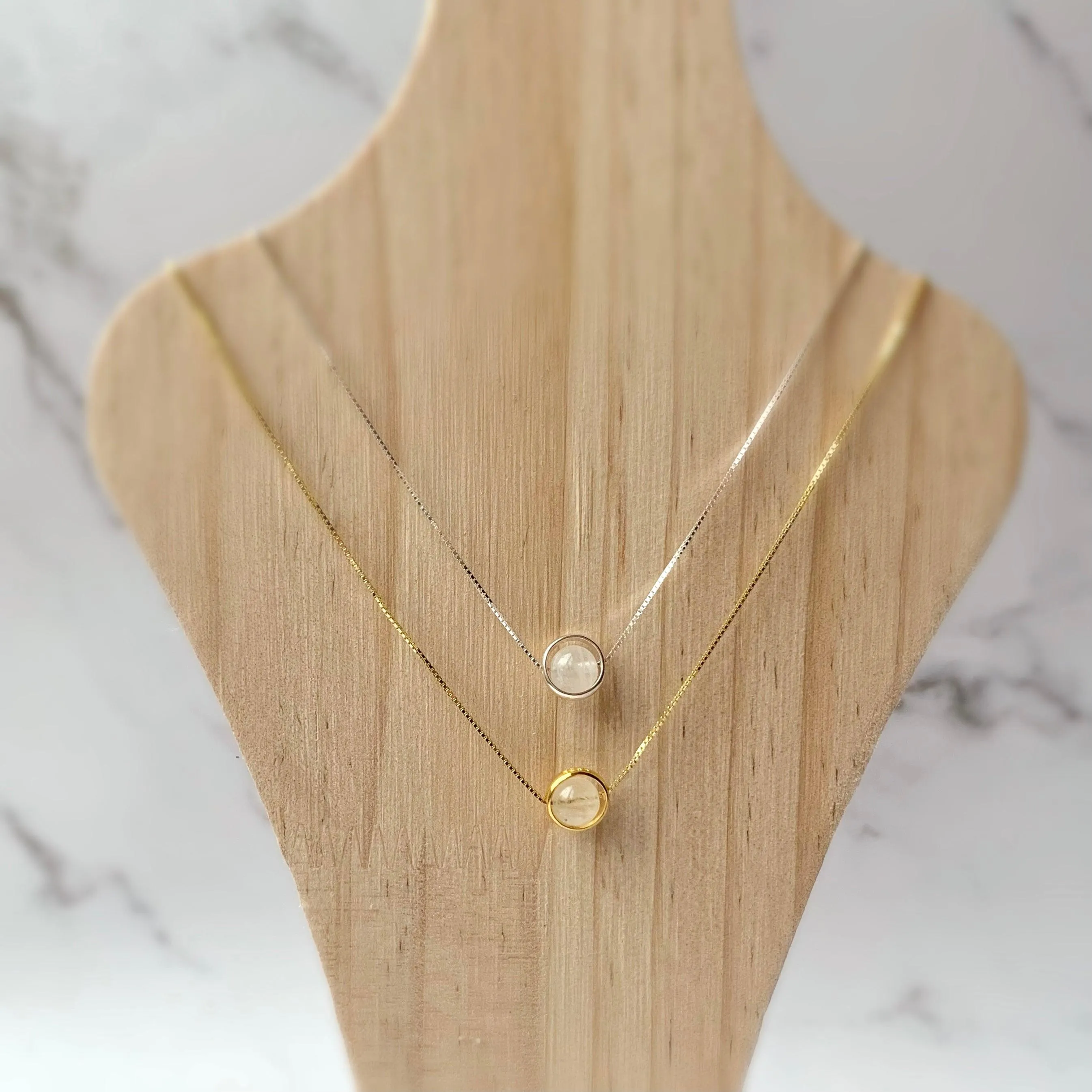 Minimalist Sterling Silver Gemstone Necklace