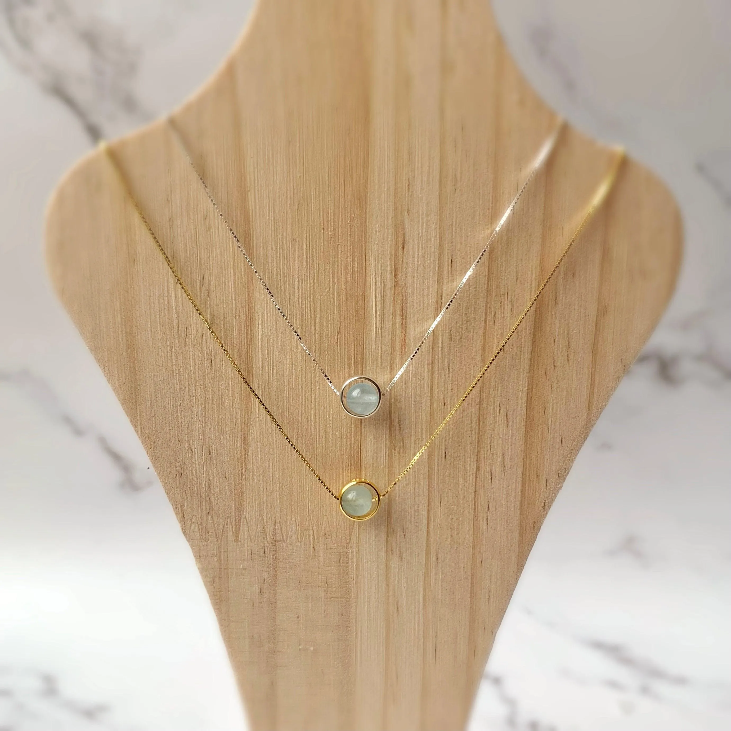 Minimalist Sterling Silver Gemstone Necklace