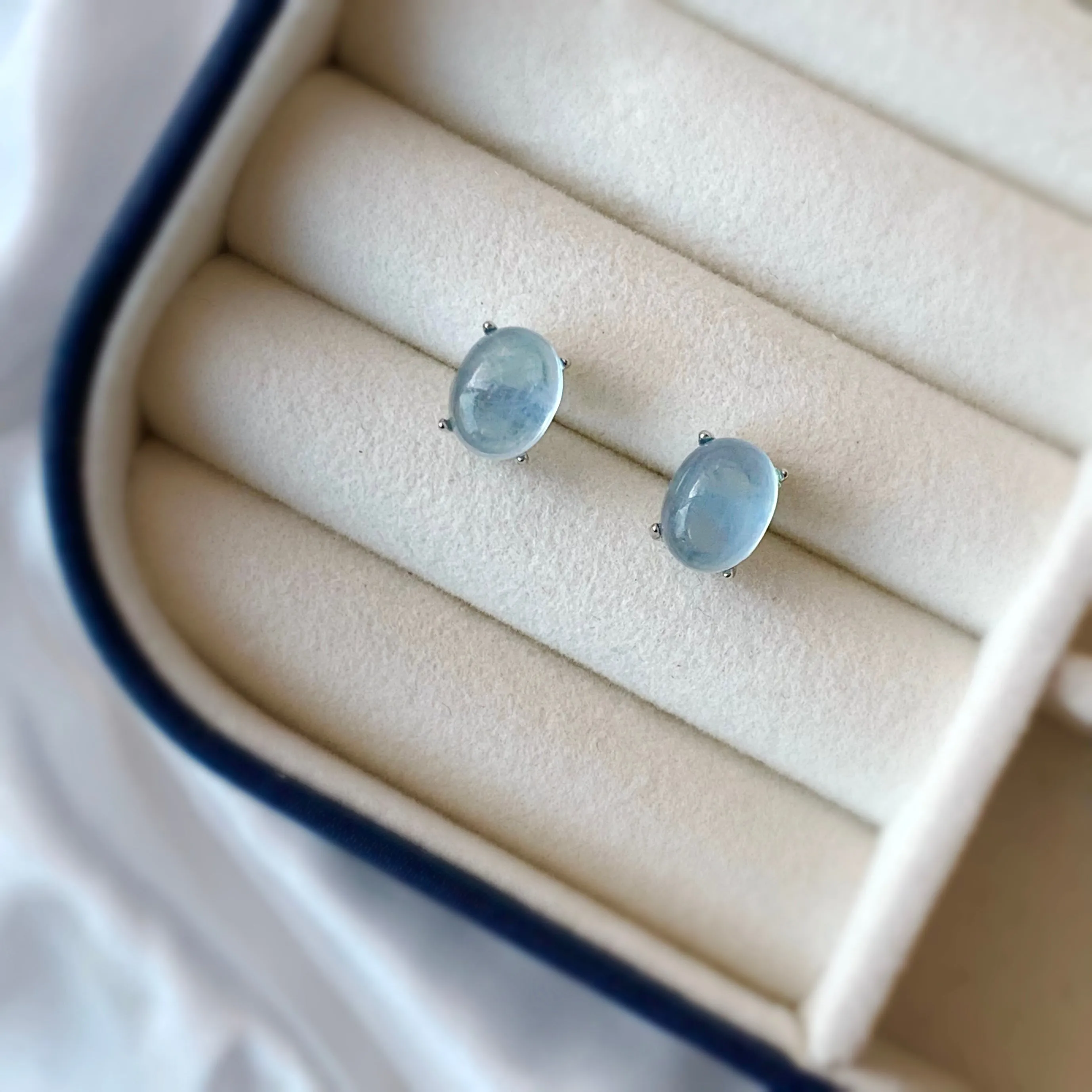 Natural Aquamarine Stud Earrings