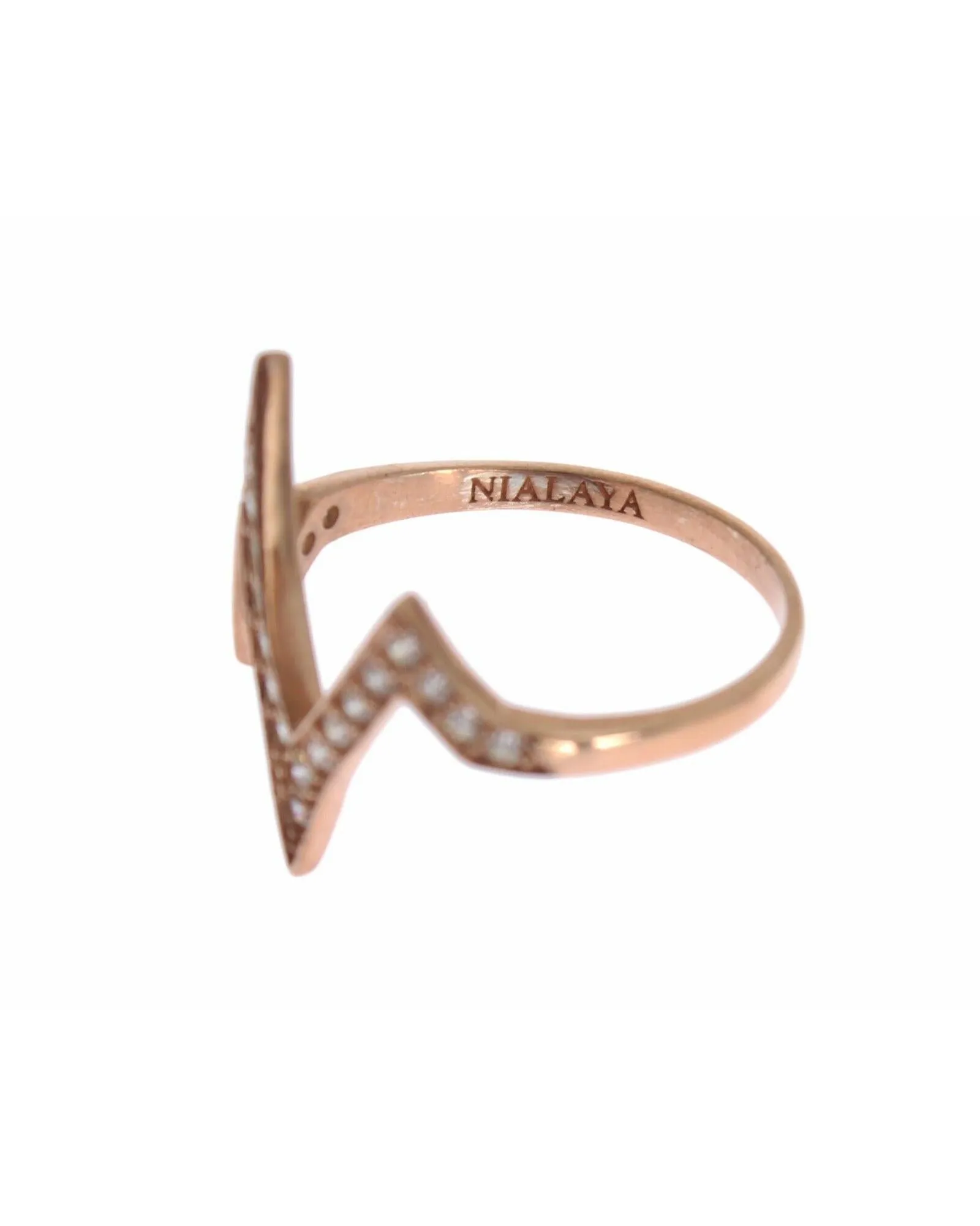 Nialaya Lightning Bolt Ring in Rose Gold