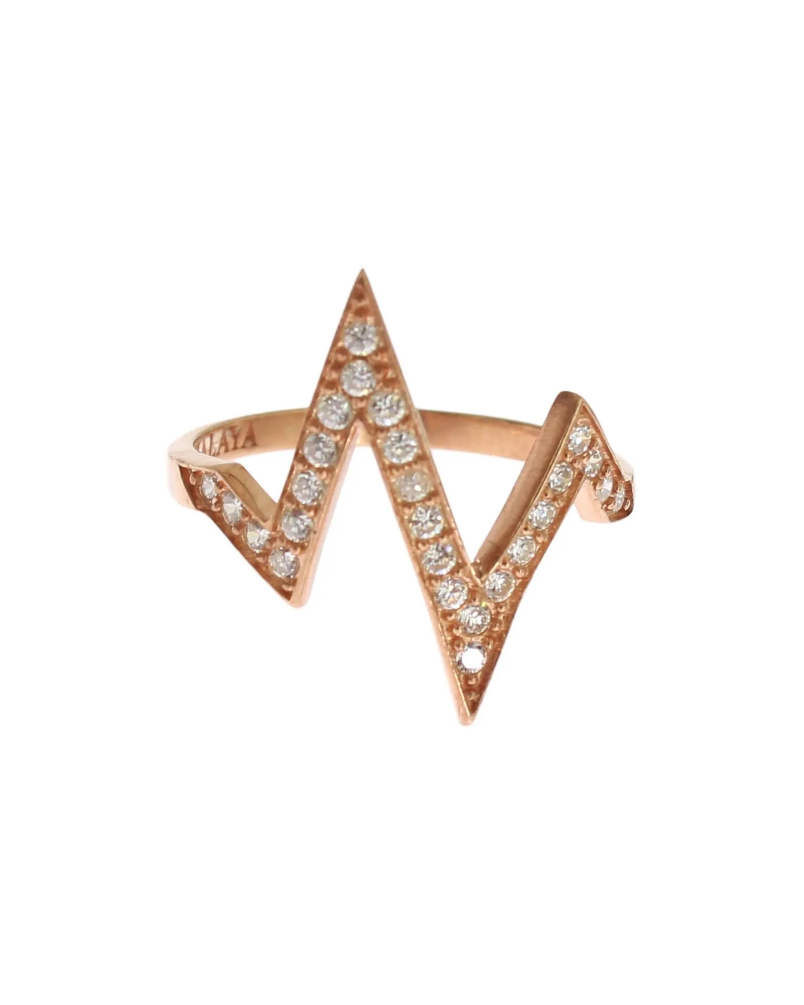 Nialaya Lightning Bolt Ring in Rose Gold