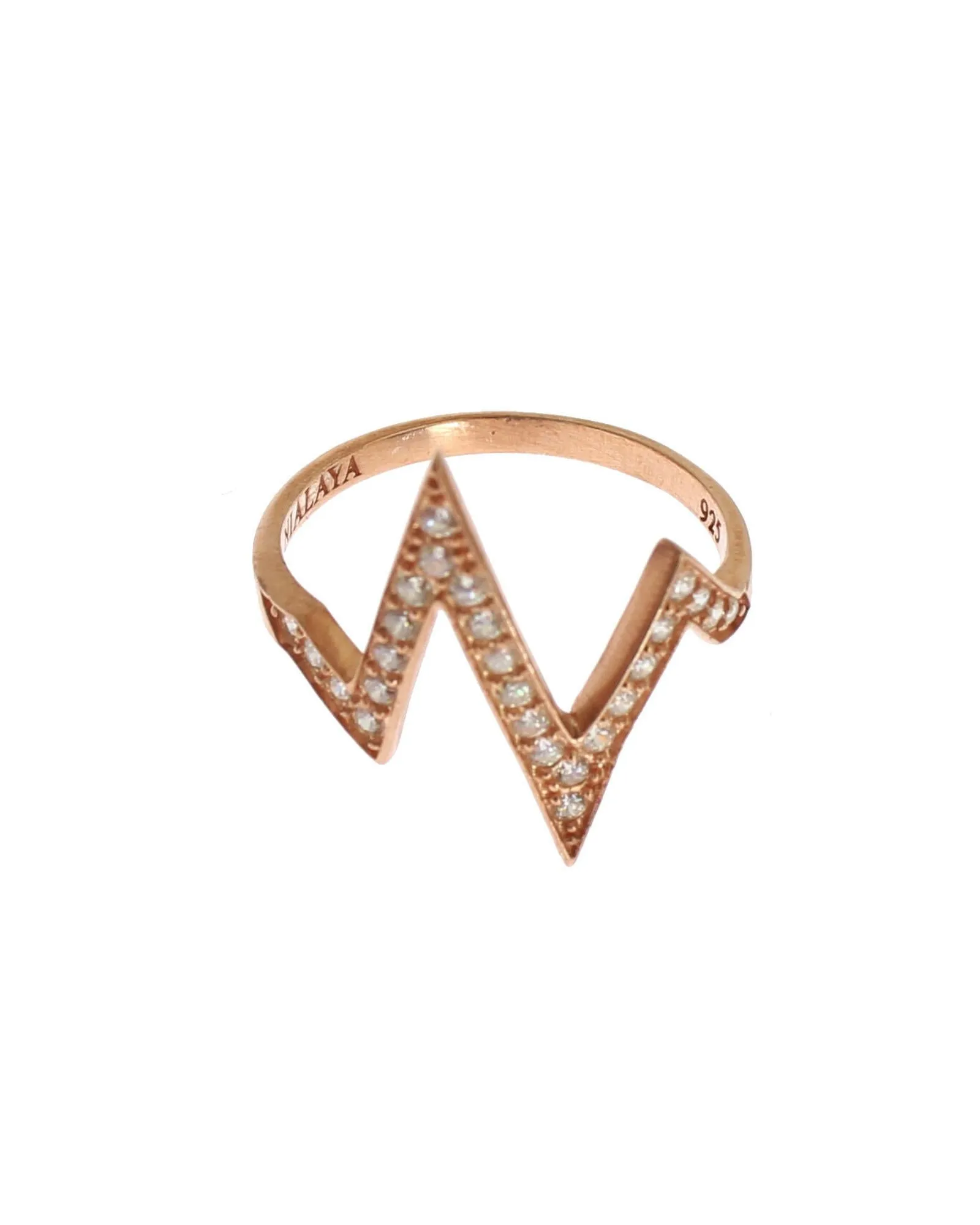 Nialaya Lightning Bolt Ring in Rose Gold