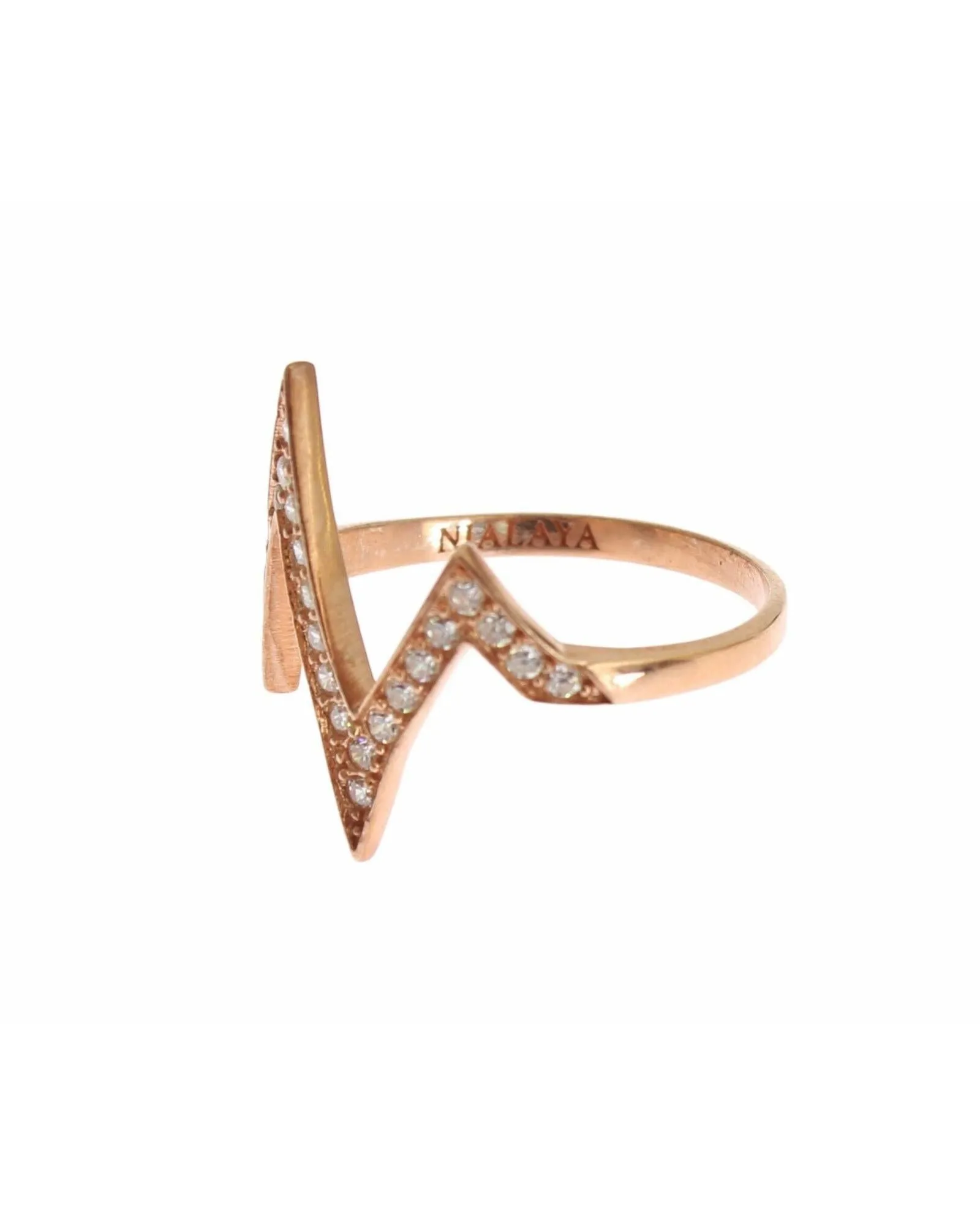 Nialaya Lightning Bolt Ring in Rose Gold