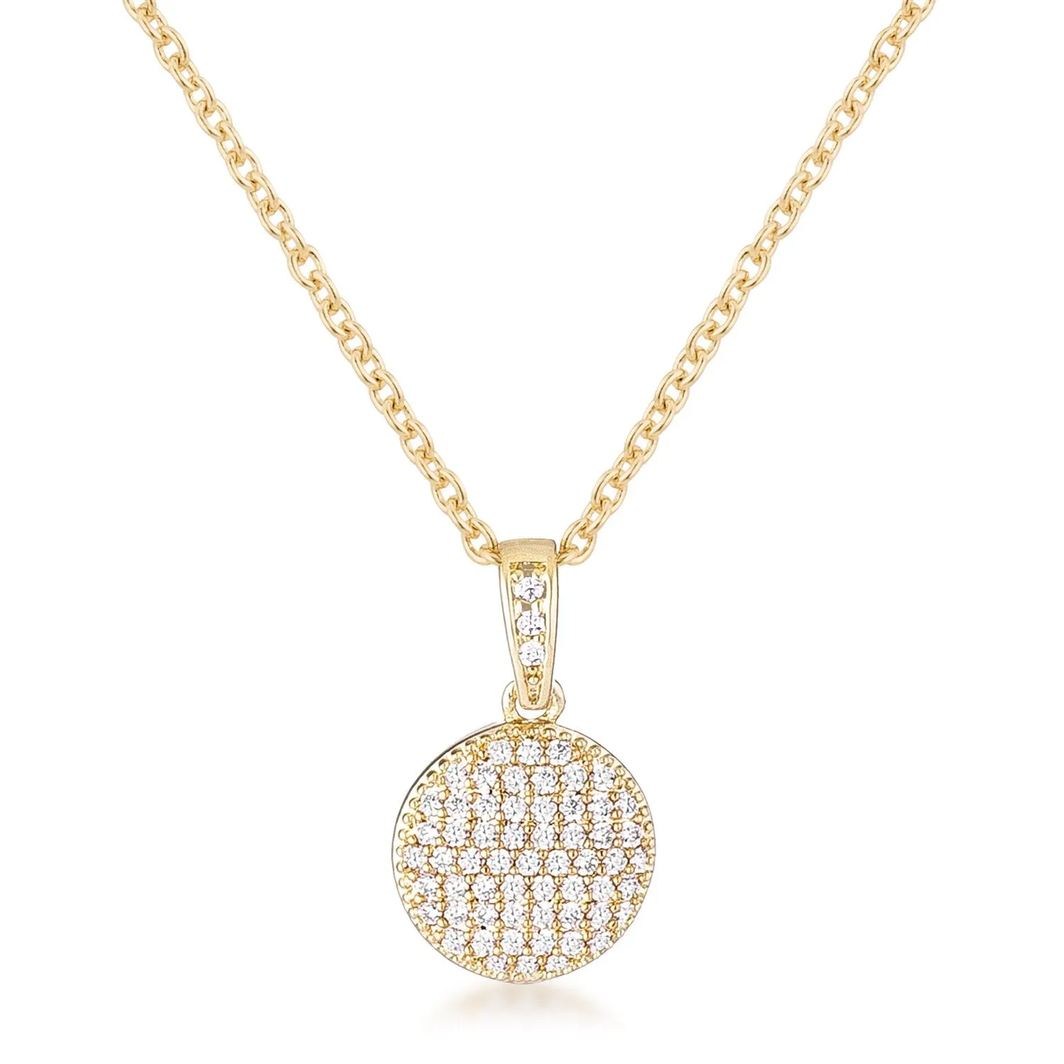 Olva Elegant Gold CZ Disk Pendant