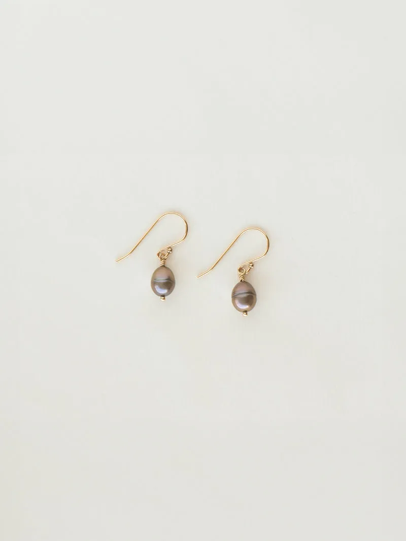 Orpheus Earrings | 14k Gold | Black Pearl