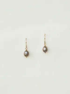 Orpheus Earrings | 14k Gold | Black Pearl