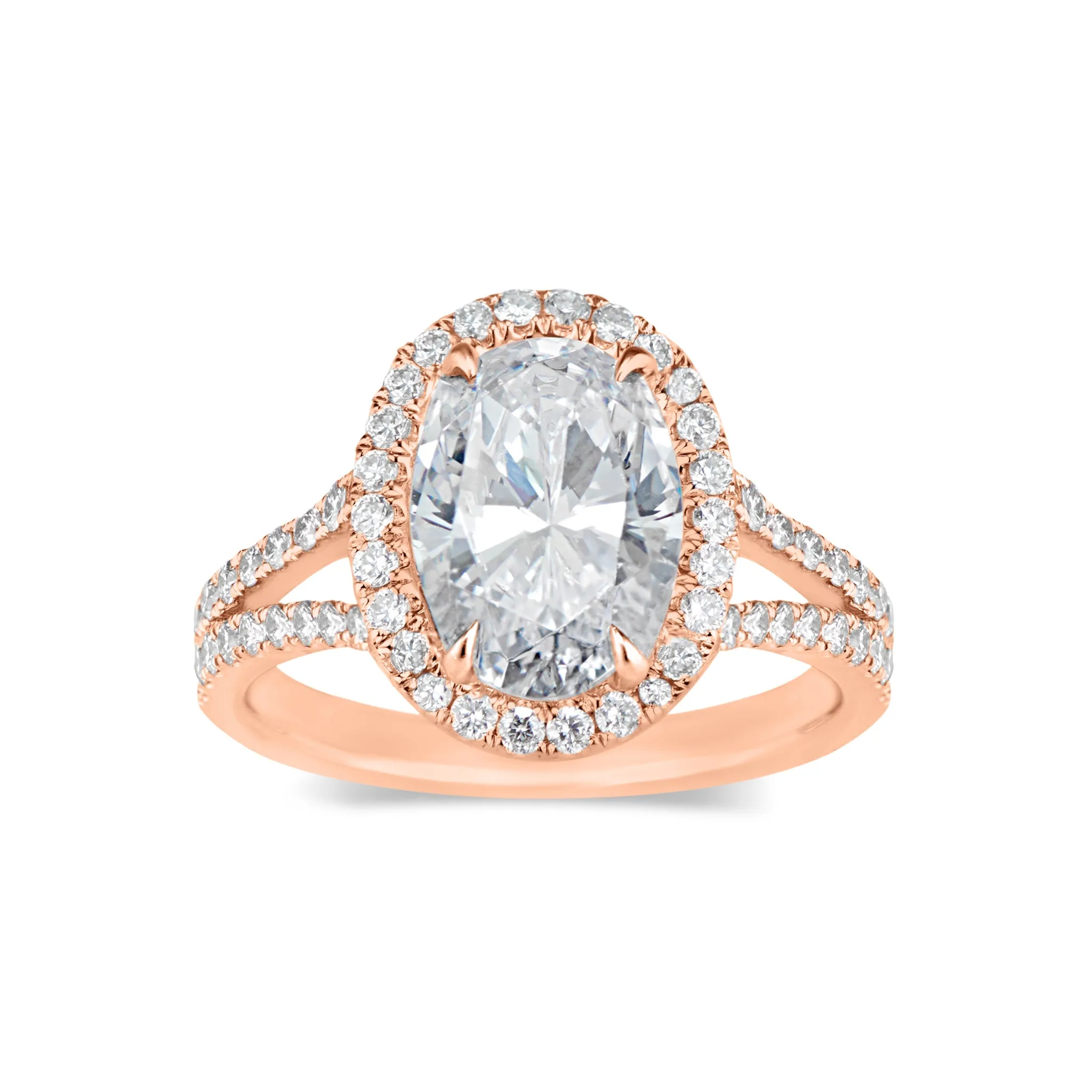 Oval Halo Diamond Engagement Ring with Split Shank