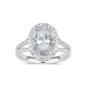 Oval Halo Diamond Engagement Ring with Split Shank