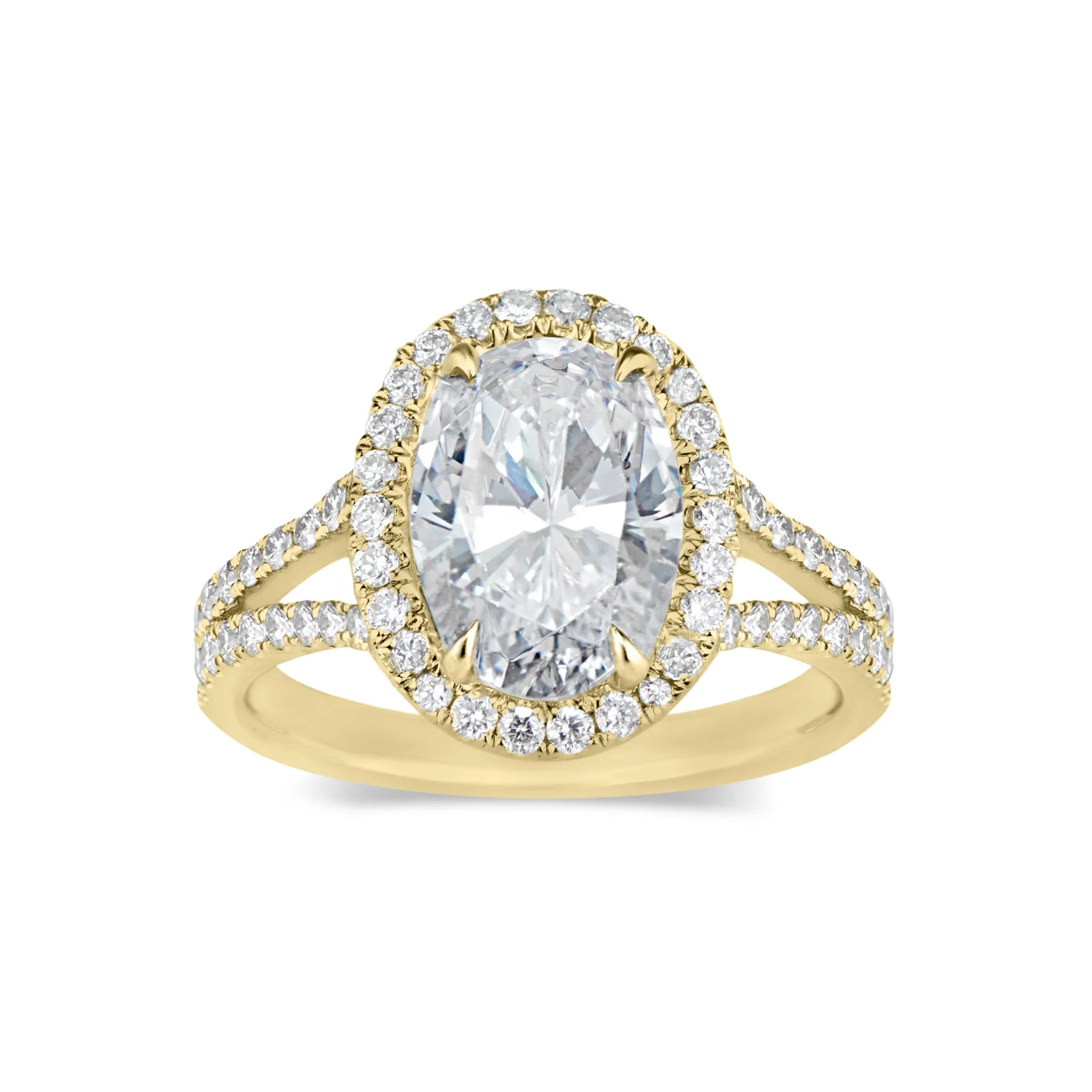 Oval Halo Diamond Engagement Ring with Split Shank