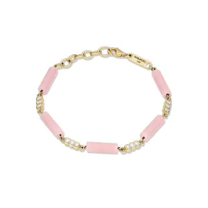 Palace Diamond Bead Bracelet Pink Opal