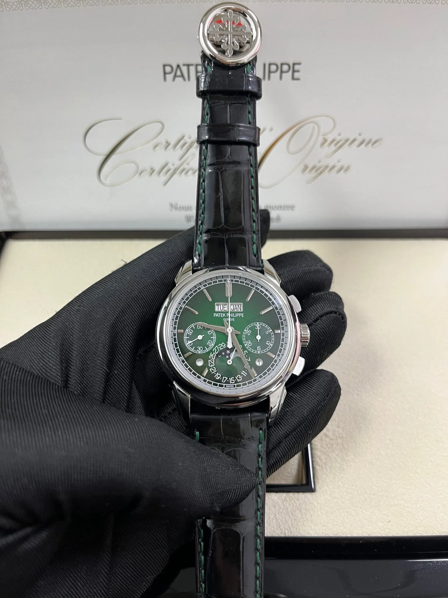 Patek Philippe Perpetual Calendar Chronograph Grand Complications Platinum Green Dial 5270P-0014