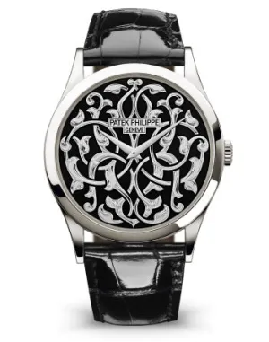 Patek Philippe Selfwinding Calatrava Platinum Handengraved Black Enamel 5088/100p-001 Calatrava