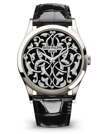 Patek Philippe Selfwinding Calatrava Platinum Handengraved Black Enamel 5088/100p-001 Calatrava